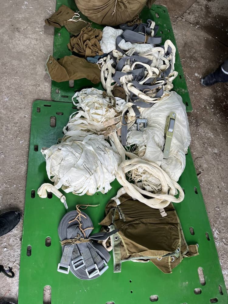 Complete PGS-500 cargo parachute system components laid out